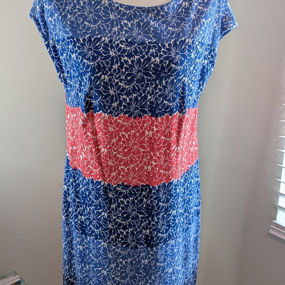 Talbots Blue and Red Floral Dress